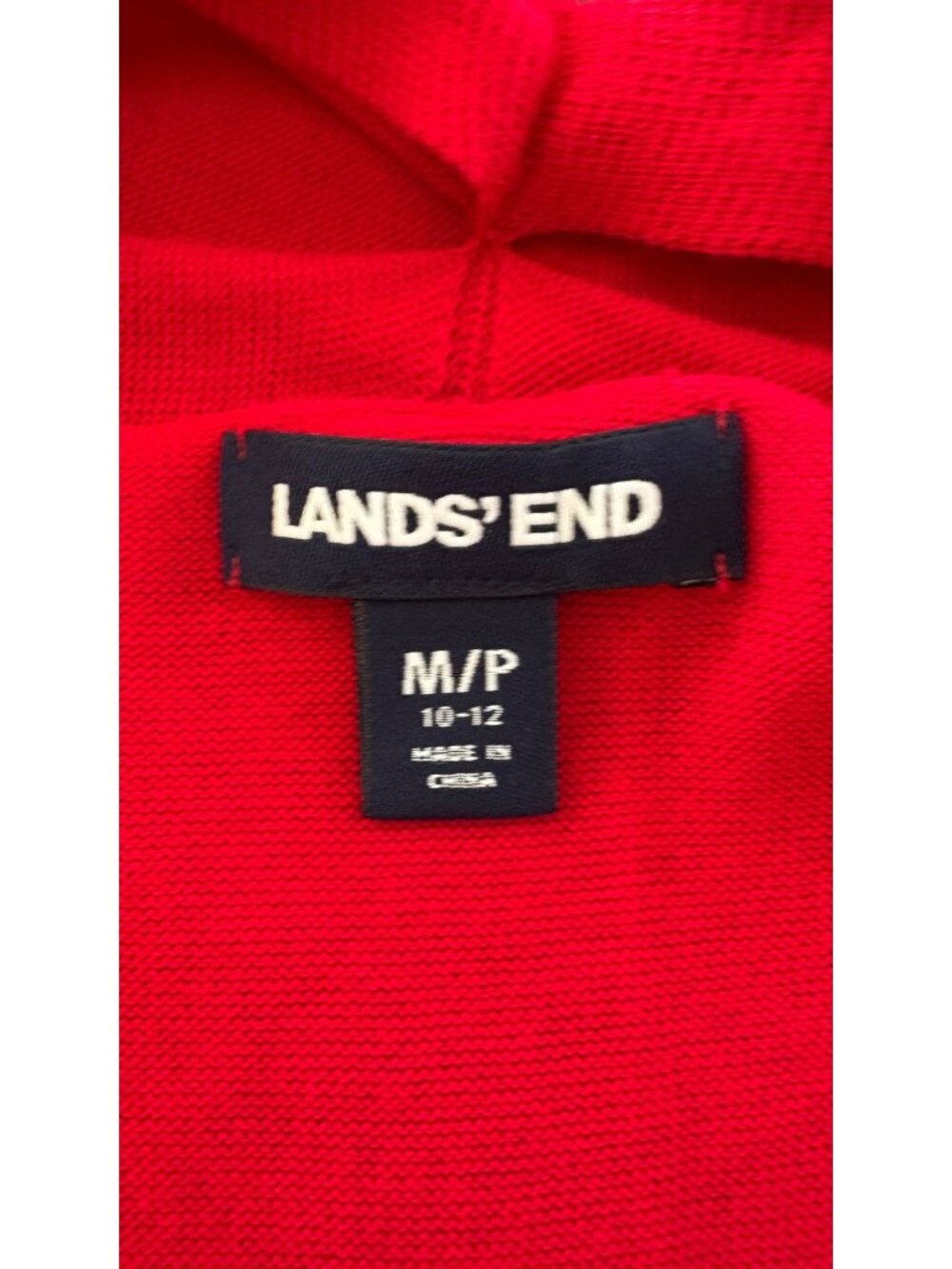 Lands End Red Open Cardigan 100% Cotton Size Medium - Picture 3 of 5